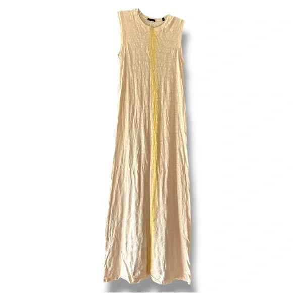 ATM Anthony Thomas Melillo Slub Jersey Sleeveless Maxi Dress Stone/Mustard XS - Picture 5 of 15